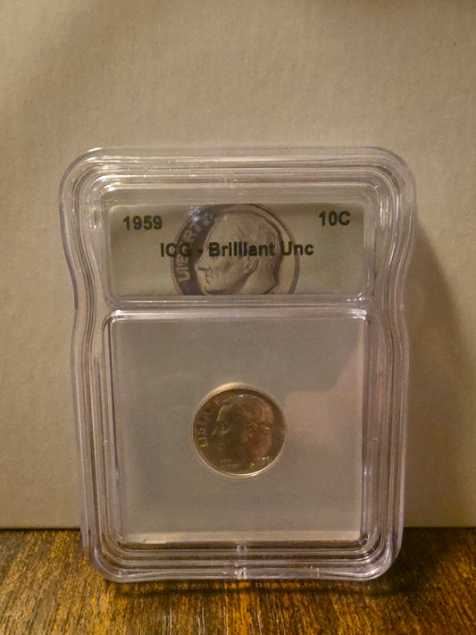 1959 90% silver Roosevelt Dime ICG  Brilliant Uncirculated
