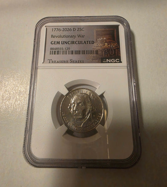 1776-2026-D Revolutionary War Quarter 25 Cents Coin NGC GEM UNC Treasure Series