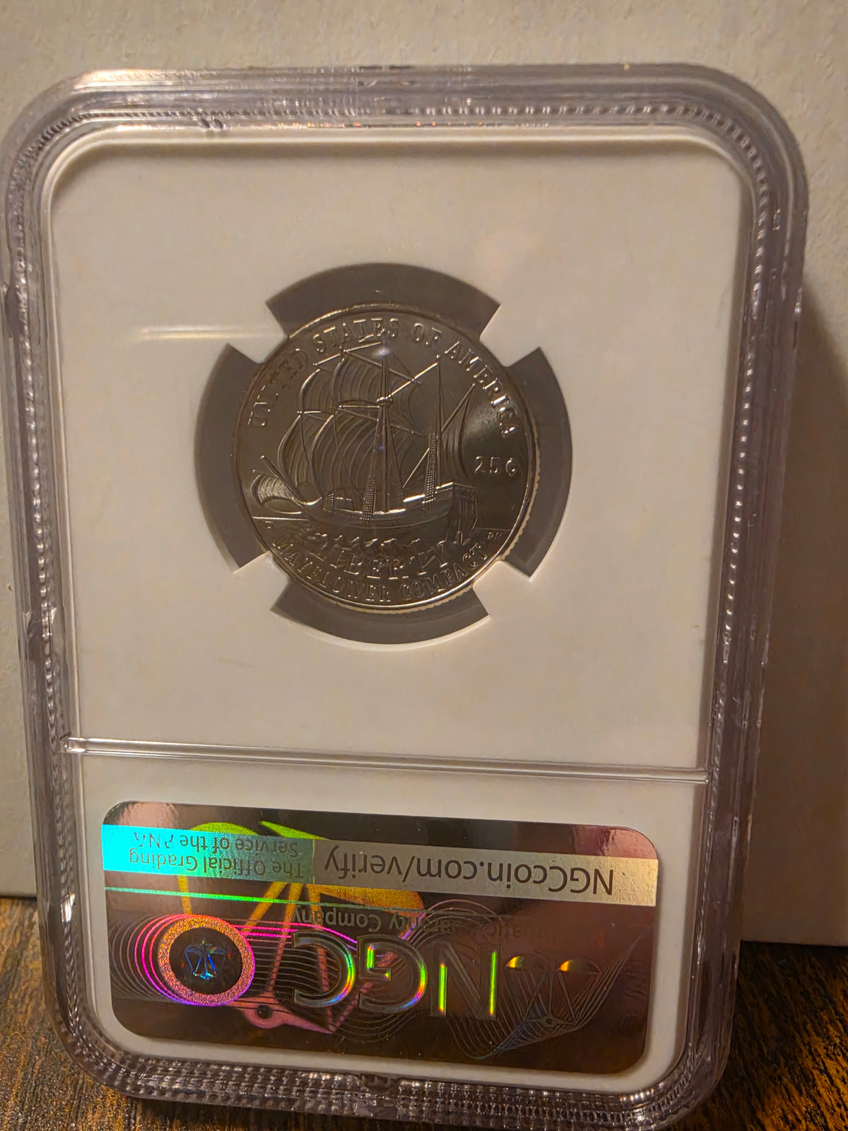 1776-2026-P 25c Mayflower Compact Gem Uncirculated NGC