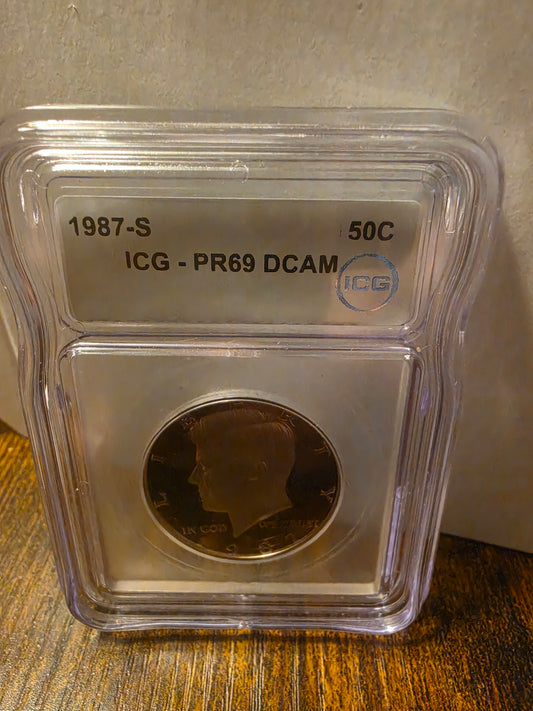 1987-S 50c ICG-PR69DCAM Kennedy Half Dollar Slab