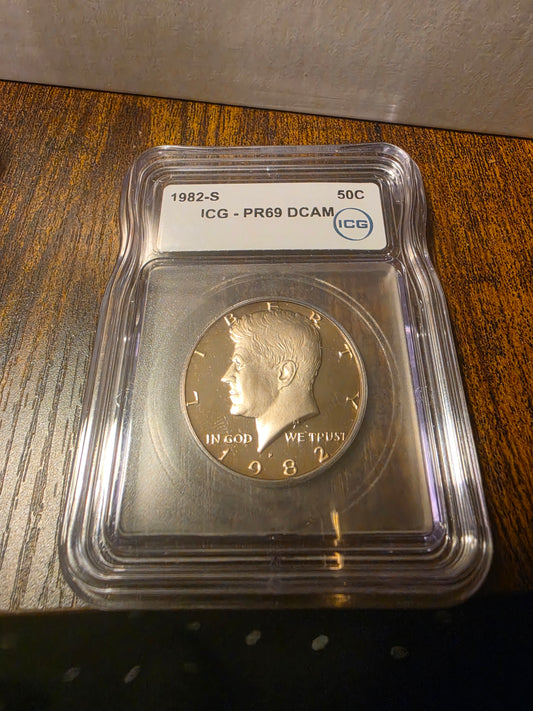 1982-S 50c ICG-PR69DCAM Kennedy Half Dollar Slab