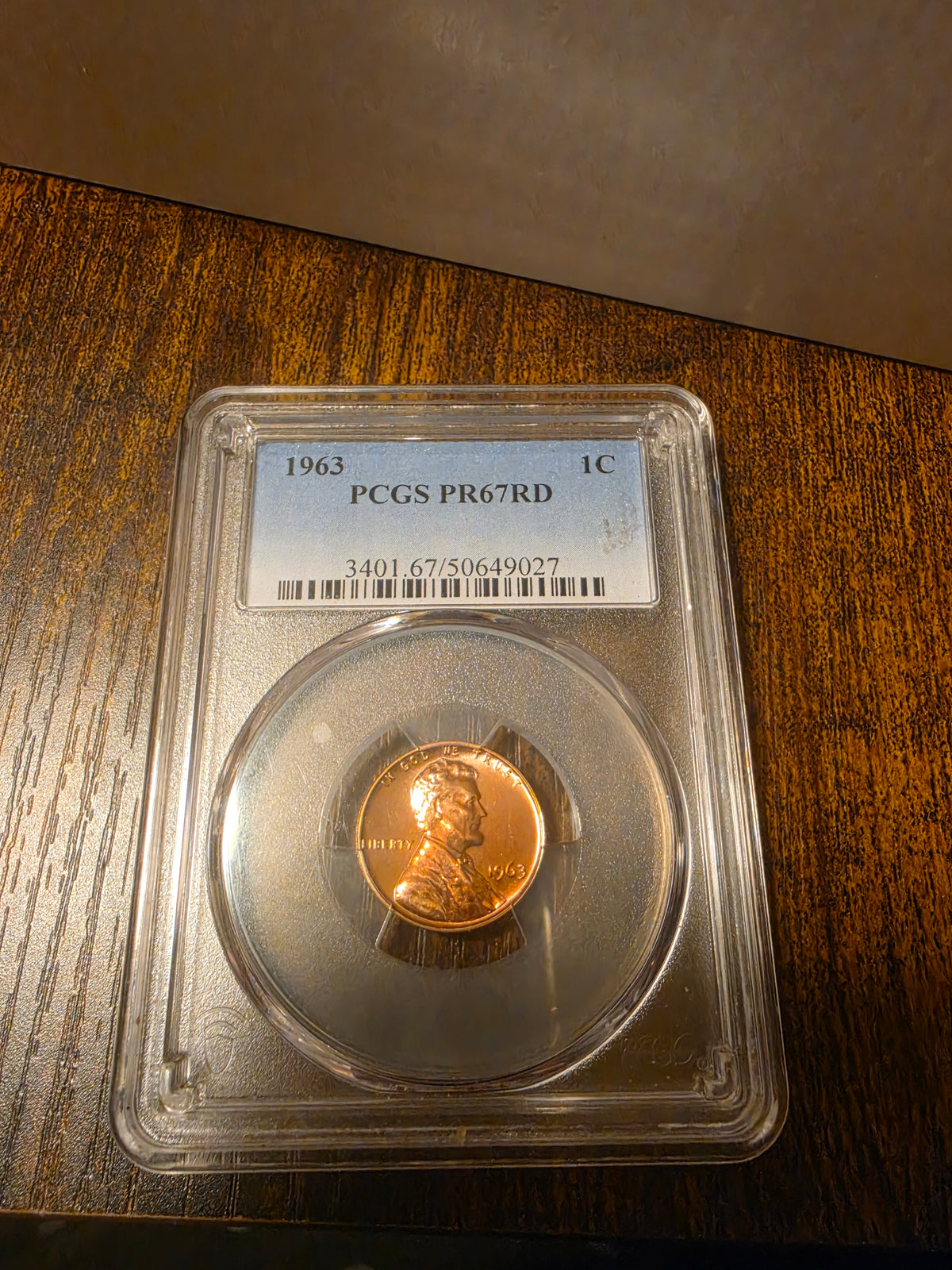 Slab 1963 1C, RD  PCGS PR67