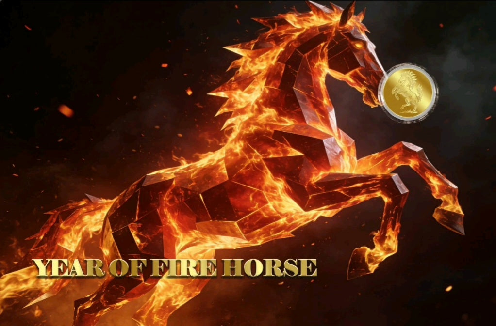 1/1000 oz Gold Year of the Fire Horse 2026 Liberia .9999 Gold Coin in Card sn1243