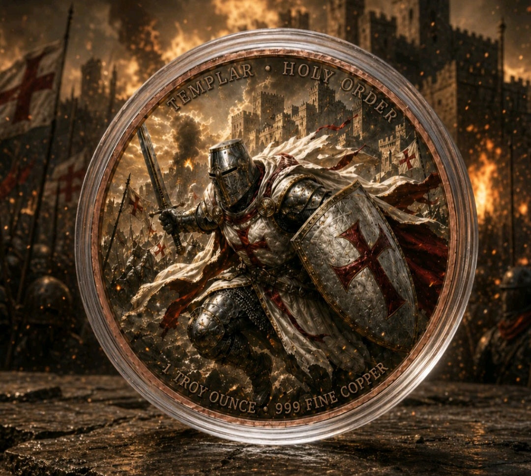 The DuoStack Assassin vs Templar vs Spartan 2x1 oz Copper Medal Set