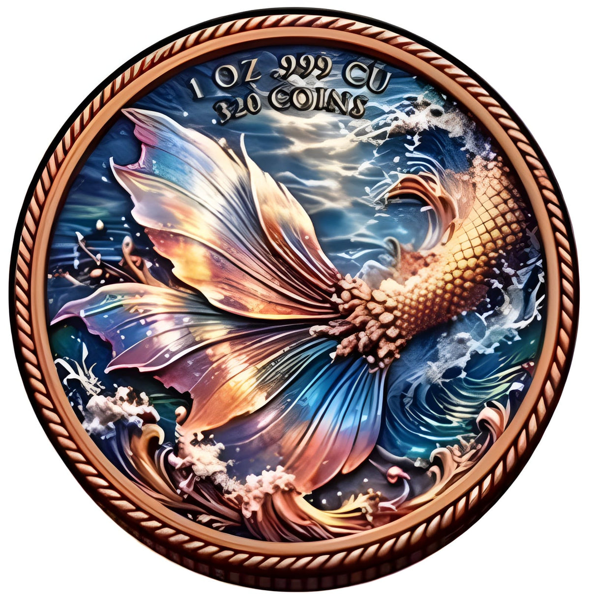 Ocean's Eternal Love Mermaid 1oz .999 Copper Coin
