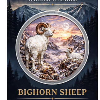 1 oz Bighorn Sheep – North American Wildlife Series .999 Fine Copper Colorized Ultra High-Relief Round